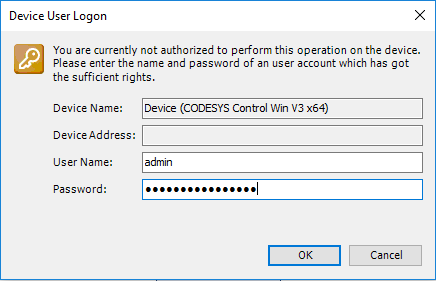 CODESYS IT-Security - Benutzername und Passwort festlegen